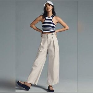 Citizens of Humanity Payton High Waist Crop Wide Leg Pleated Utility Trousers 26